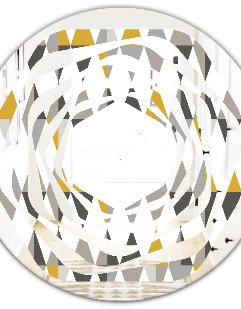 DesignQ Diamond Retro VIII - Modern Round Or Oval Wall Mirror - Whirl