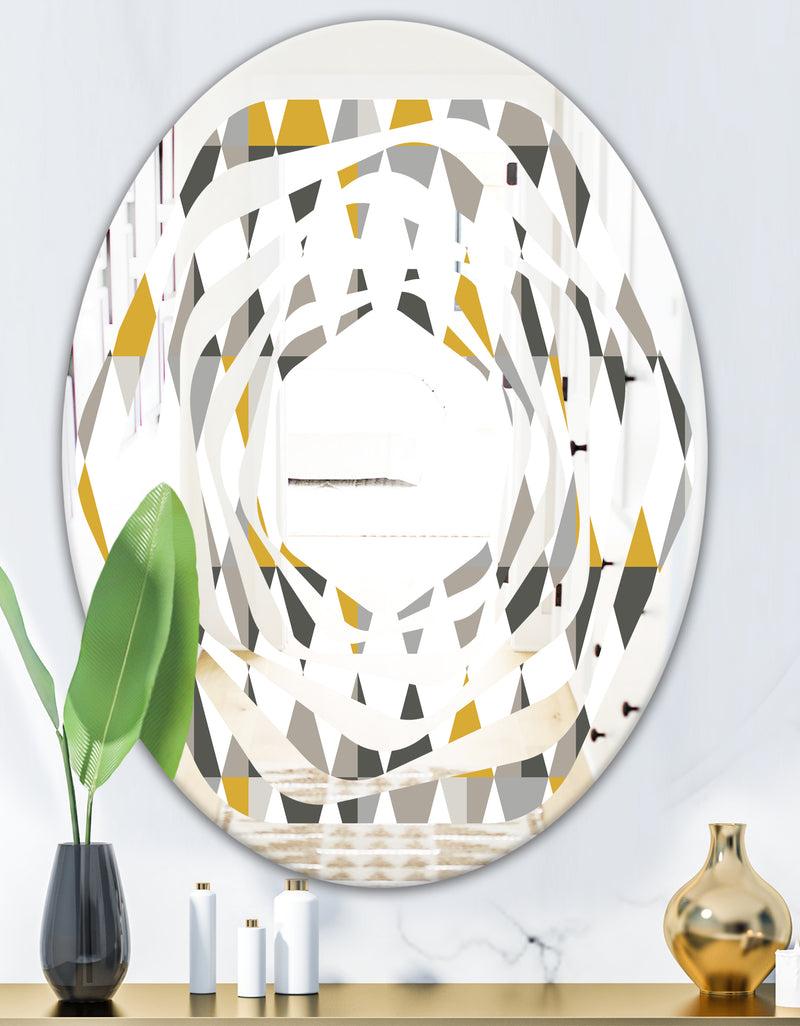 DesignQ Diamond Retro VIII - Modern Round Or Oval Wall Mirror - Whirl