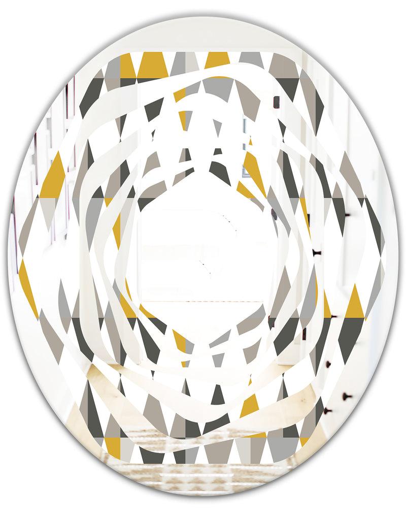 DesignQ Diamond Retro VIII - Modern Round Or Oval Wall Mirror - Whirl