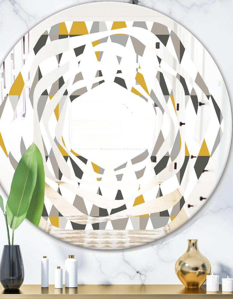 DesignQ Diamond Retro VIII - Modern Round or Oval Wall Mirror - Whirl