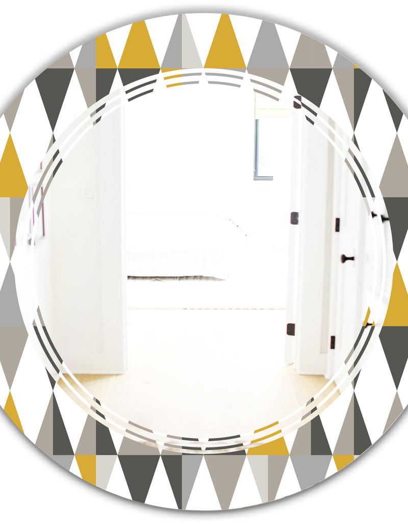 DesignQ Diamond Retro VIII - Modern Round Or Oval Wall Mirror - Triple C