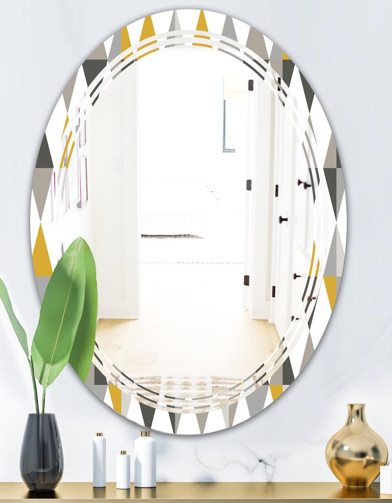 DesignQ Diamond Retro VIII - Modern Round Or Oval Wall Mirror - Triple C