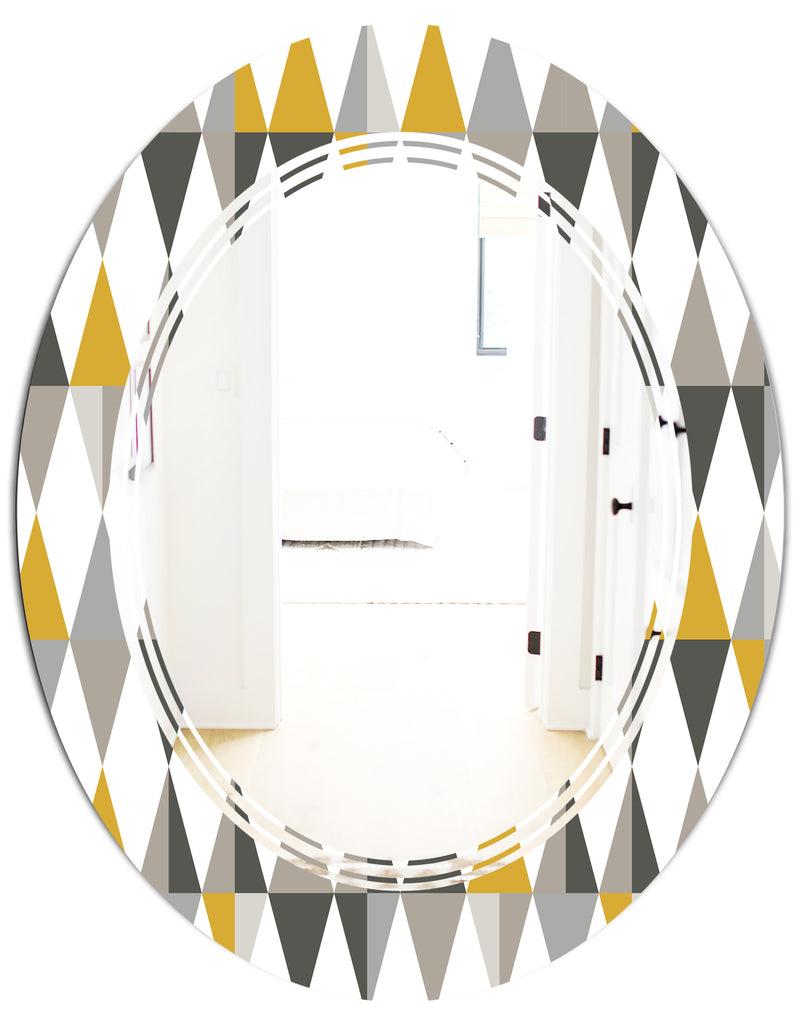 DesignQ Diamond Retro VIII - Modern Round Or Oval Wall Mirror - Triple C