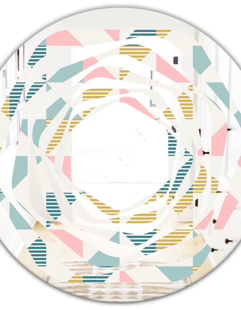 DesignQ Diamond Retro XI - Modern Round Or Oval Wall Mirror - Whirl