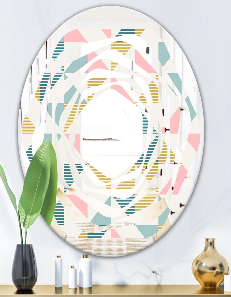 DesignQ Diamond Retro XI - Modern Round Or Oval Wall Mirror - Whirl