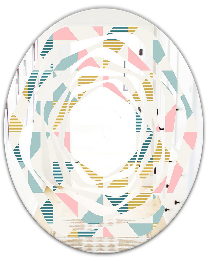 DesignQ Diamond Retro XI - Modern Round Or Oval Wall Mirror - Whirl