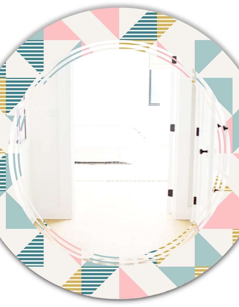 DesignQ Diamond Retro XI - Modern Round Or Oval Wall Mirror - Triple C