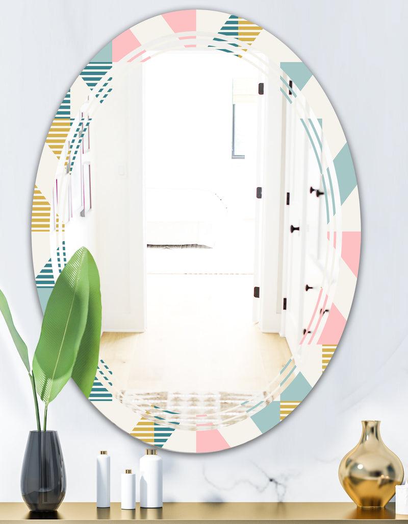 DesignQ Diamond Retro XI - Modern Round Or Oval Wall Mirror - Triple C