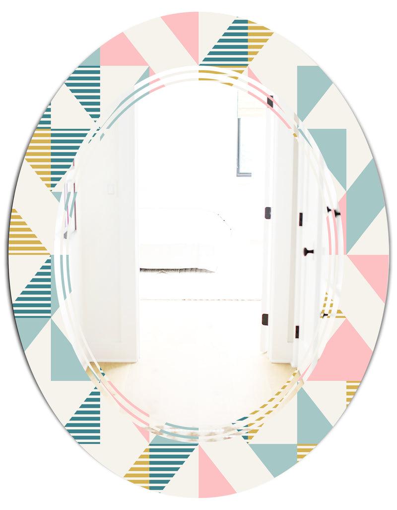 DesignQ Diamond Retro XI - Modern Round Or Oval Wall Mirror - Triple C