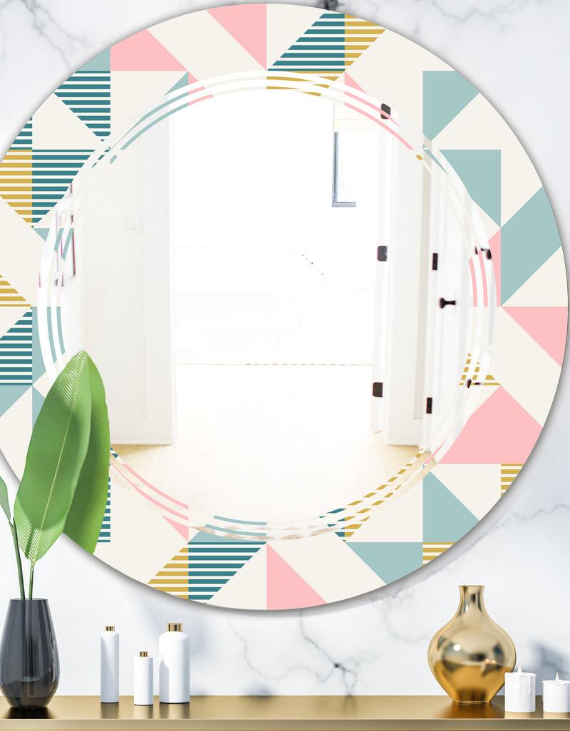 DesignQ Diamond Retro XI - Modern Round or Oval Wall Mirror - Triple C