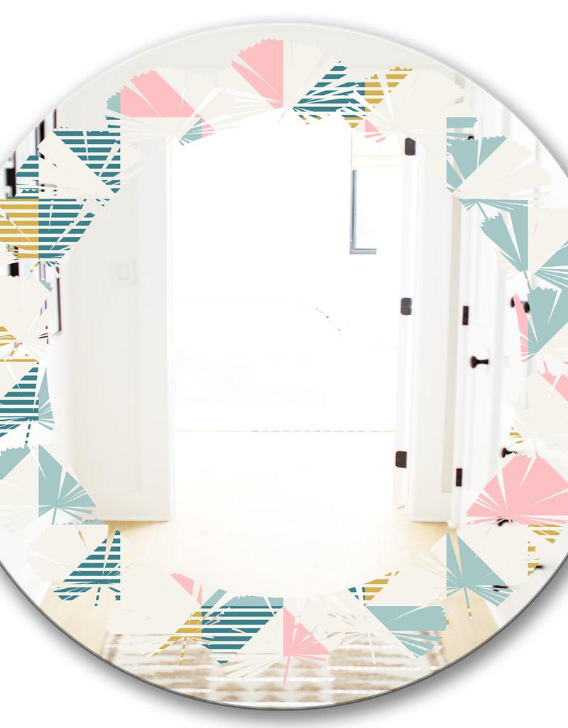 DesignQ Diamond Retro XI - Modern Round Or Oval Wall Mirror - Leaves