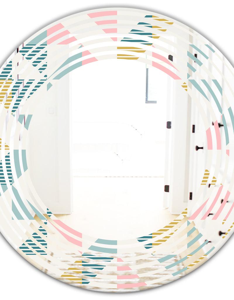 DesignQ Diamond Retro XI - Modern Round Or Oval Wall Mirror - Wave