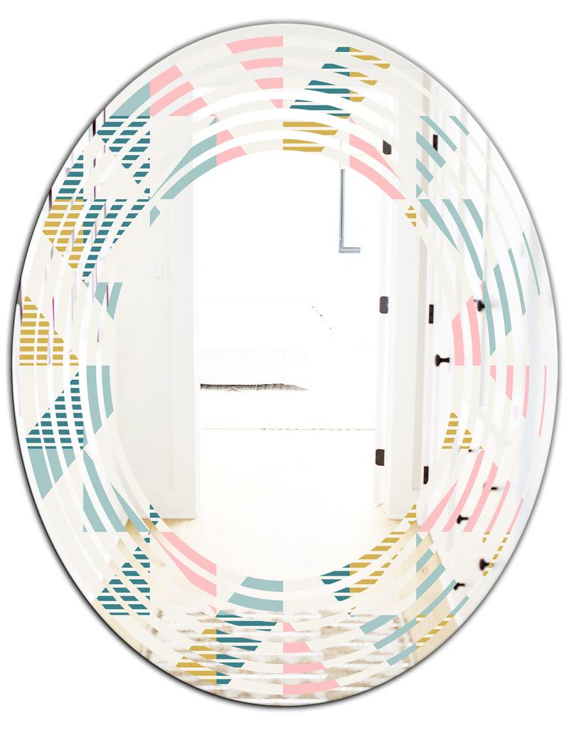 DesignQ Diamond Retro XI - Modern Round Or Oval Wall Mirror - Wave