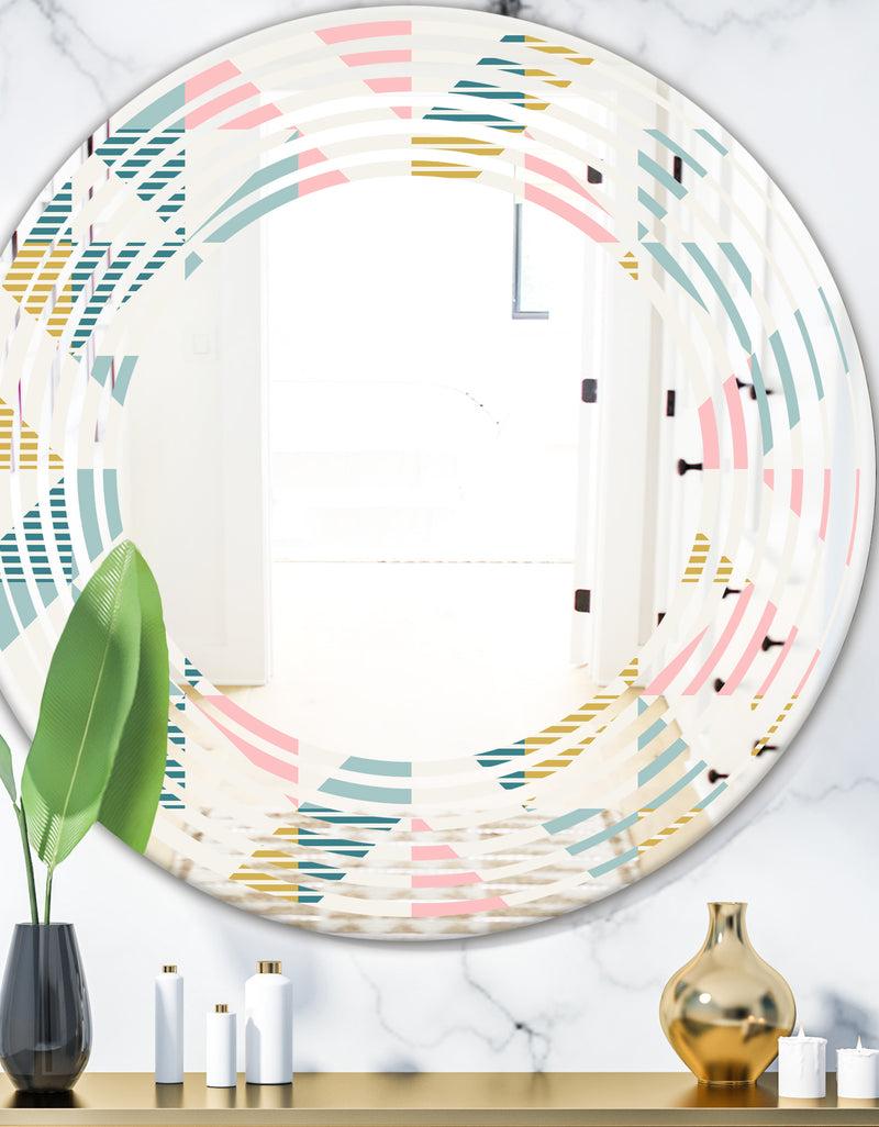 DesignQ Diamond Retro XI - Modern Round or Oval Wall Mirror - Wave