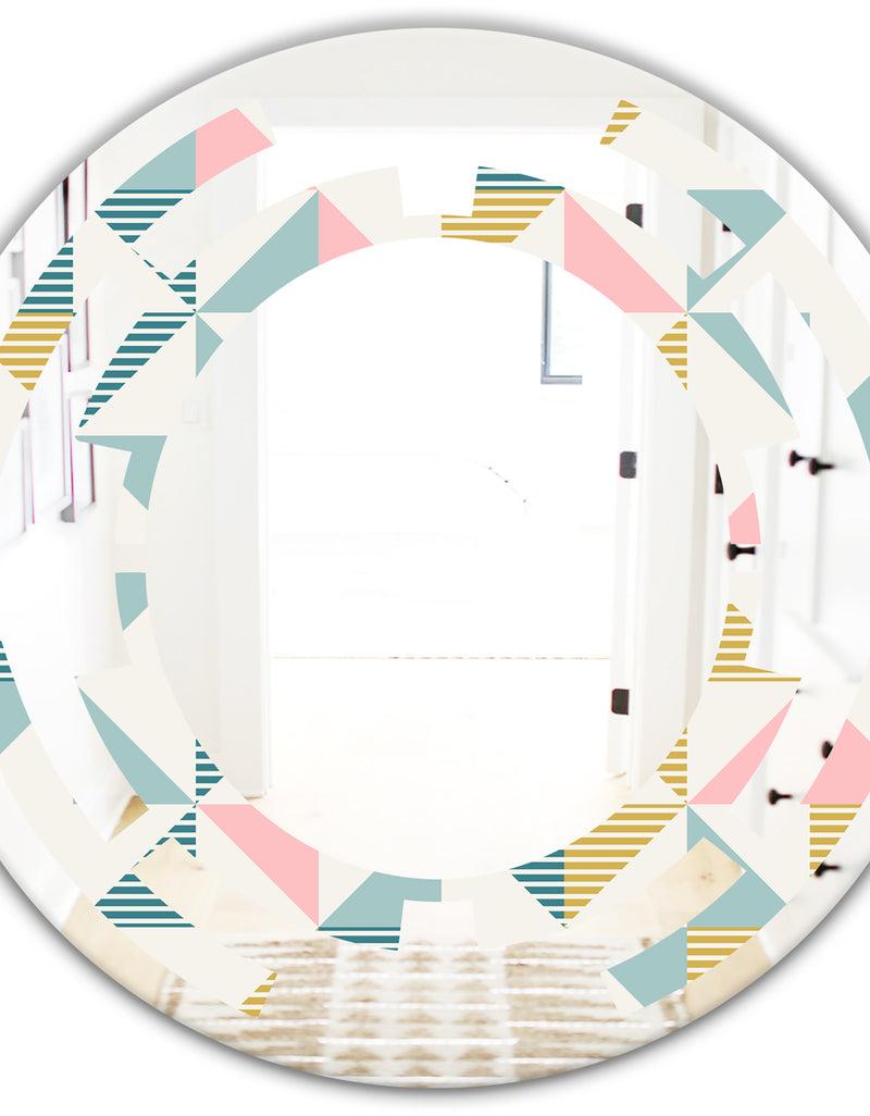 DesignQ Diamond Retro XI - Modern Round Or Oval Wall Mirror - Space