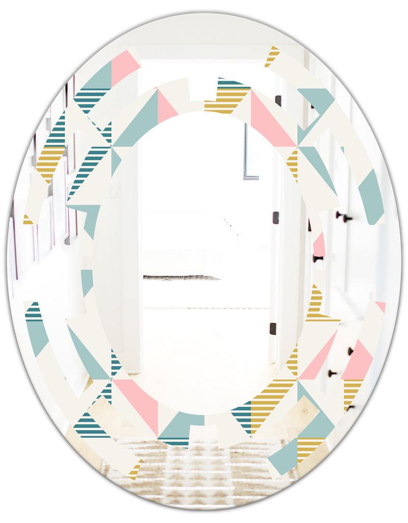 DesignQ Diamond Retro XI - Modern Round Or Oval Wall Mirror - Space