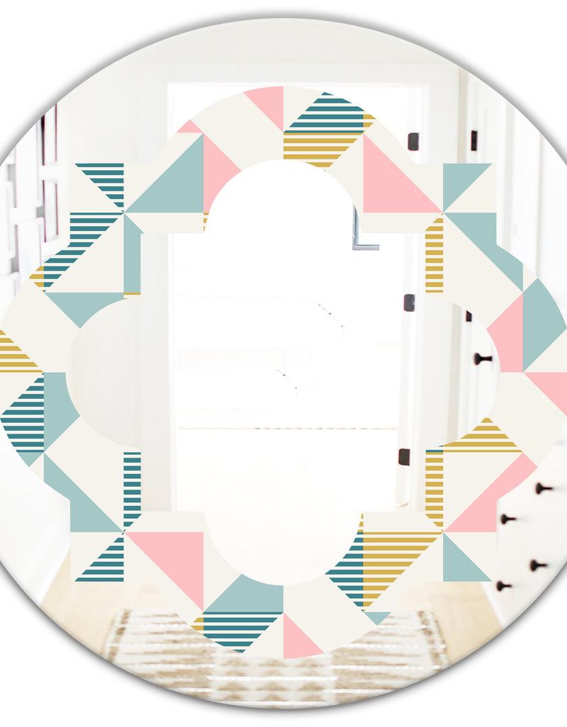 DesignQ Diamond Retro XI - Modern Round Or Oval Wall Mirror - Quatrefoil