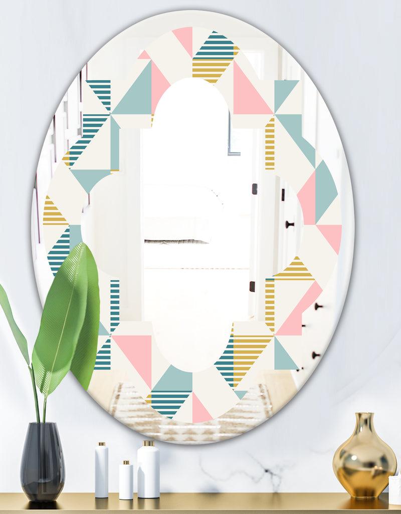 DesignQ Diamond Retro XI - Modern Round Or Oval Wall Mirror - Quatrefoil
