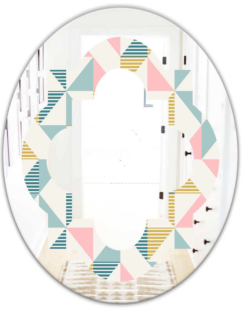 DesignQ Diamond Retro XI - Modern Round Or Oval Wall Mirror - Quatrefoil
