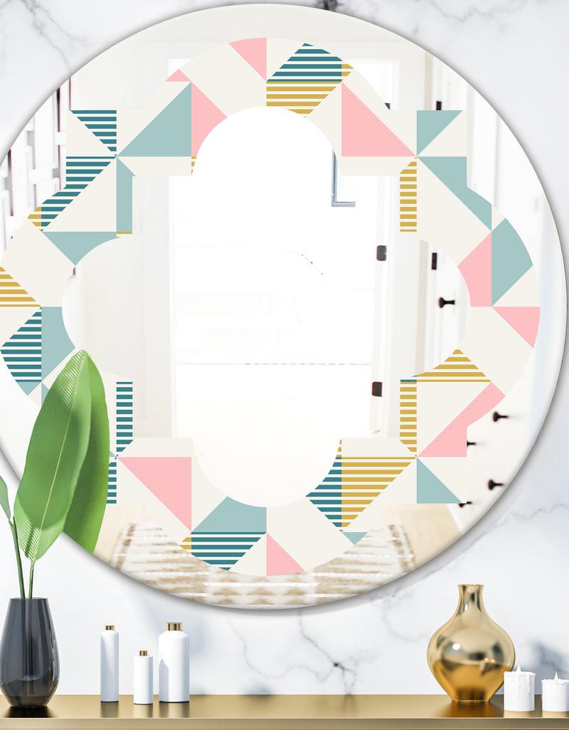 DesignQ Diamond Retro XI - Modern Round or Oval Wall Mirror - Quatrefoil