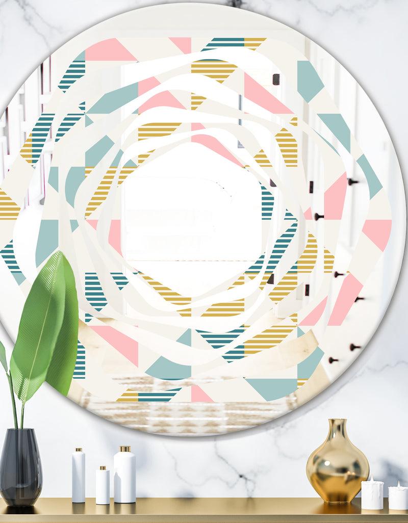 DesignQ Diamond Retro XI - Modern Round or Oval Wall Mirror - Whirl