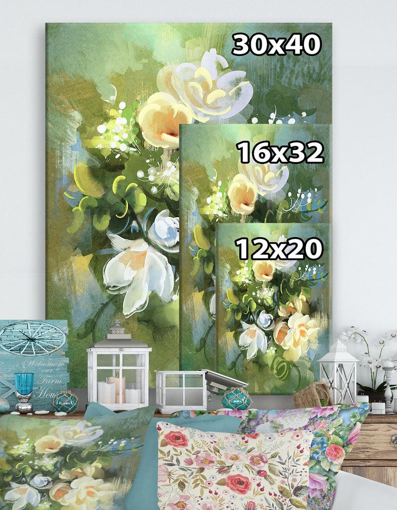 DesignQ Digital Painting Of Colorful Abstract Flowers - Cottage Canvas Wall Art