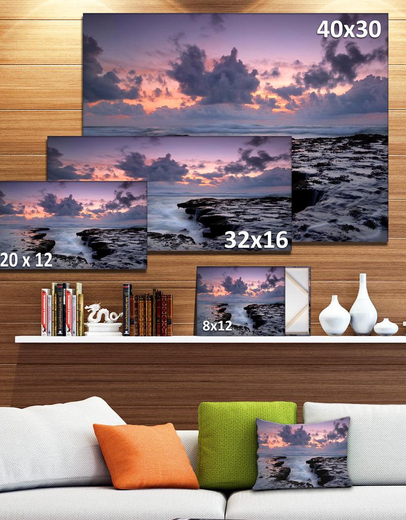 DesignQ Dinosaur Footprint Magoito Beach - Contemporary Seascape Art Canvas