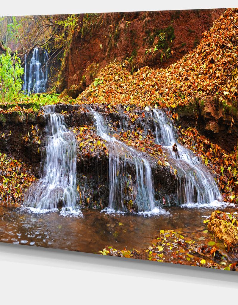 DesignQ Dniester Canyon Spring Waterfalls - Landscape Photo Canvas Print