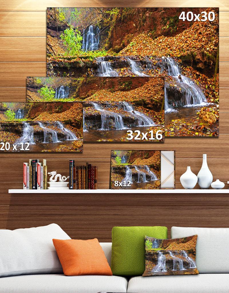 DesignQ Dniester Canyon Spring Waterfalls - Landscape Photo Canvas Print