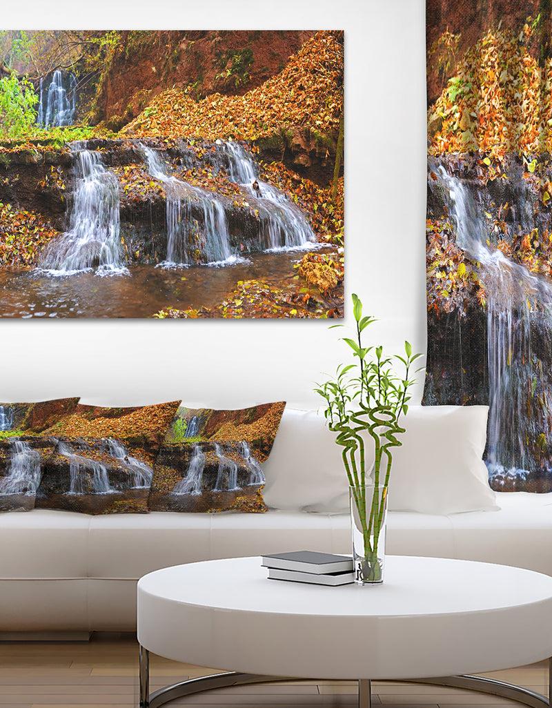 DesignQ Dniester Canyon Spring Waterfalls - Landscape Photo Canvas Print