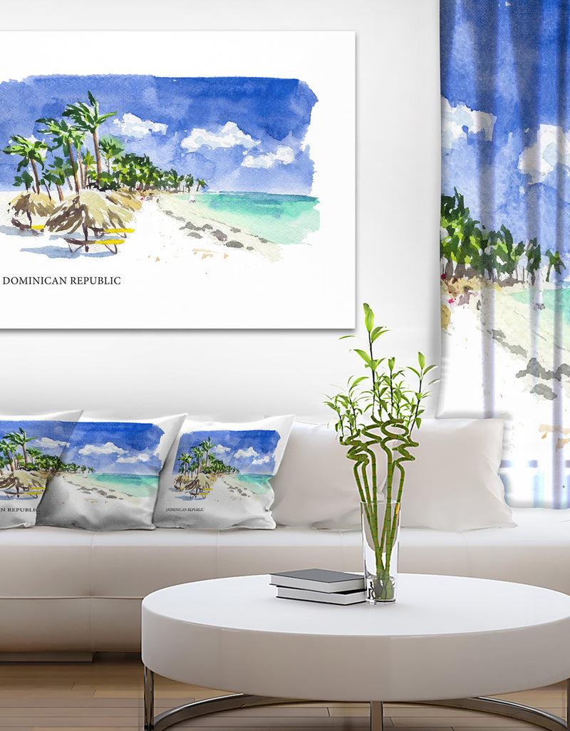 DesignQ Dominican Republic Vector Illustration - Cityscape Painting Canvas Print