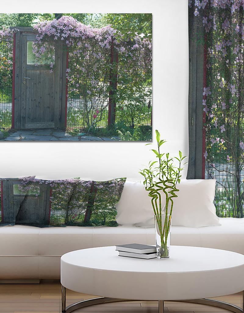 DesignQ Door to garden - Floral Painting Print on Wrapped Canvas