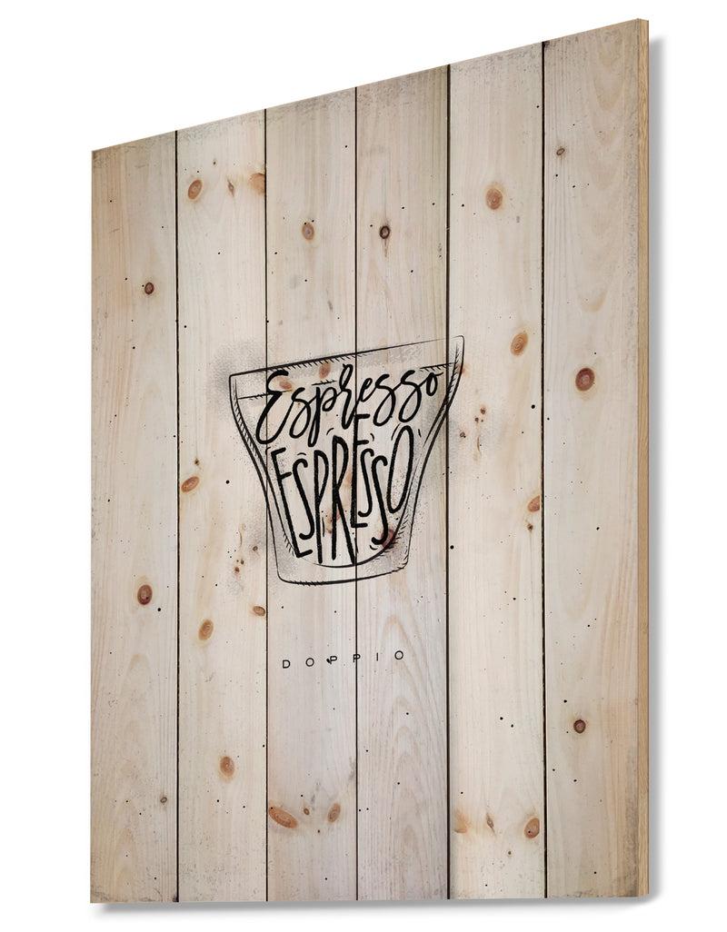 DesignQ Doppio Cup White - Food Painting Print On Natural Pine Wood