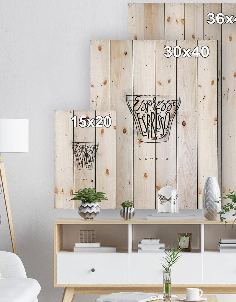 DesignQ Doppio Cup White - Food Painting Print On Natural Pine Wood