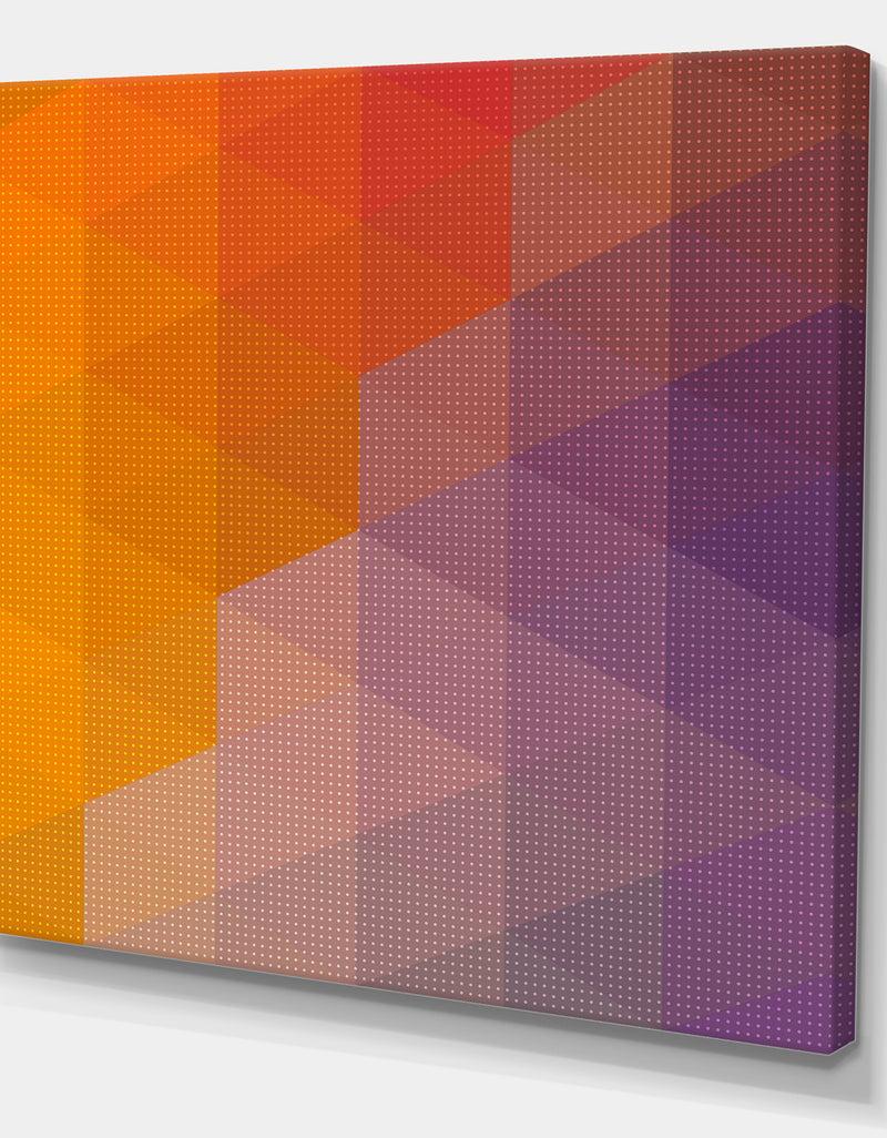 DesignQ Dotted Triangular Geometry In Yellow And Purple - Modern & Contemporary Premium Canvas Wall Art
