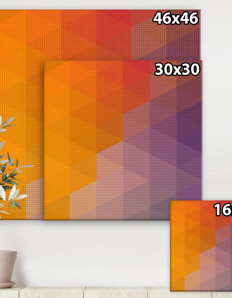 DesignQ Dotted Triangular Geometry In Yellow And Purple - Modern & Contemporary Premium Canvas Wall Art