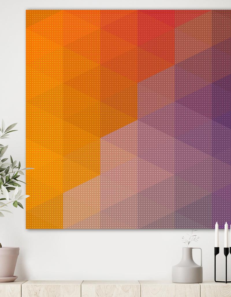 DesignQ Dotted Triangular Geometry in Yellow and Purple - Modern & Contemporary Premium Canvas Wall Art