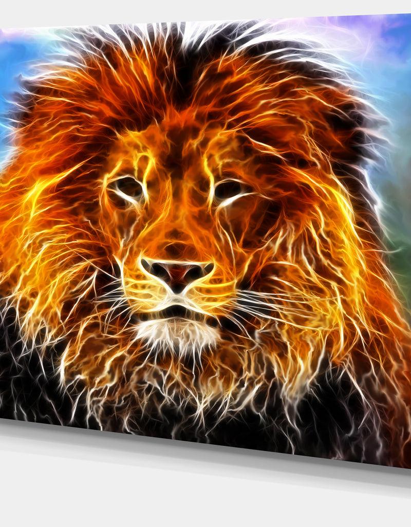 DesignQ Drawing Of The King Of Jungle - Animal Art Canvas Print