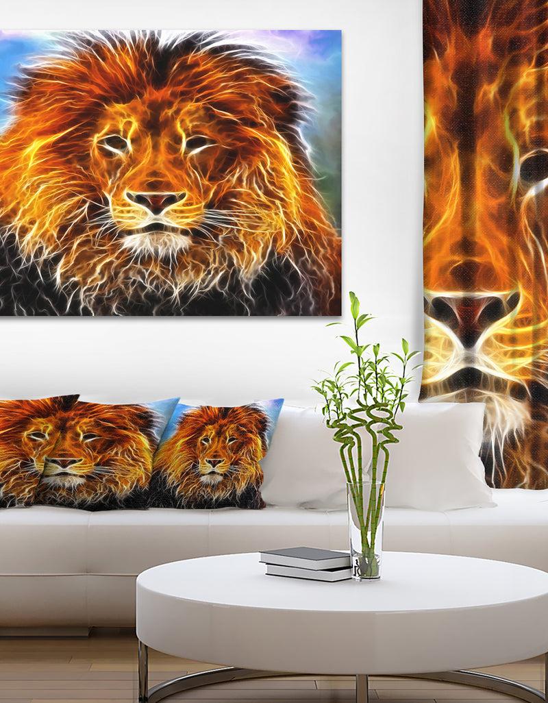 DesignQ Drawing of the King of Jungle - Animal Art Canvas Print
