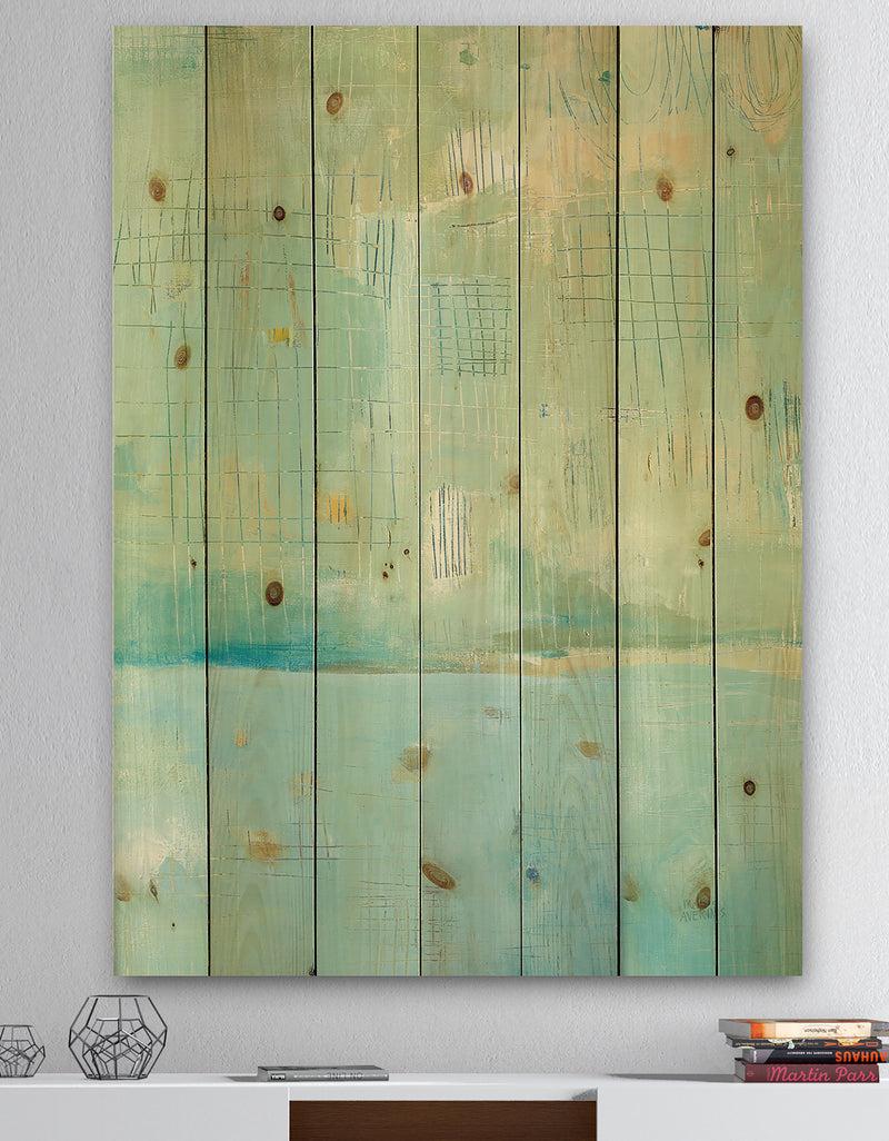 DesignQ Dreaming of the Shore I - Nautical & Coastal Print on Natural Pine Wood