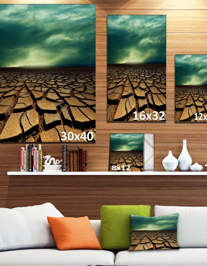 DesignQ Drought Land Under Dramatic Blue Sky - African Landscape Print Wall Art