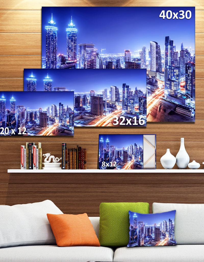 DesignQ Dubai Downtown Night Scene - Cityscape Photography Canvas Print