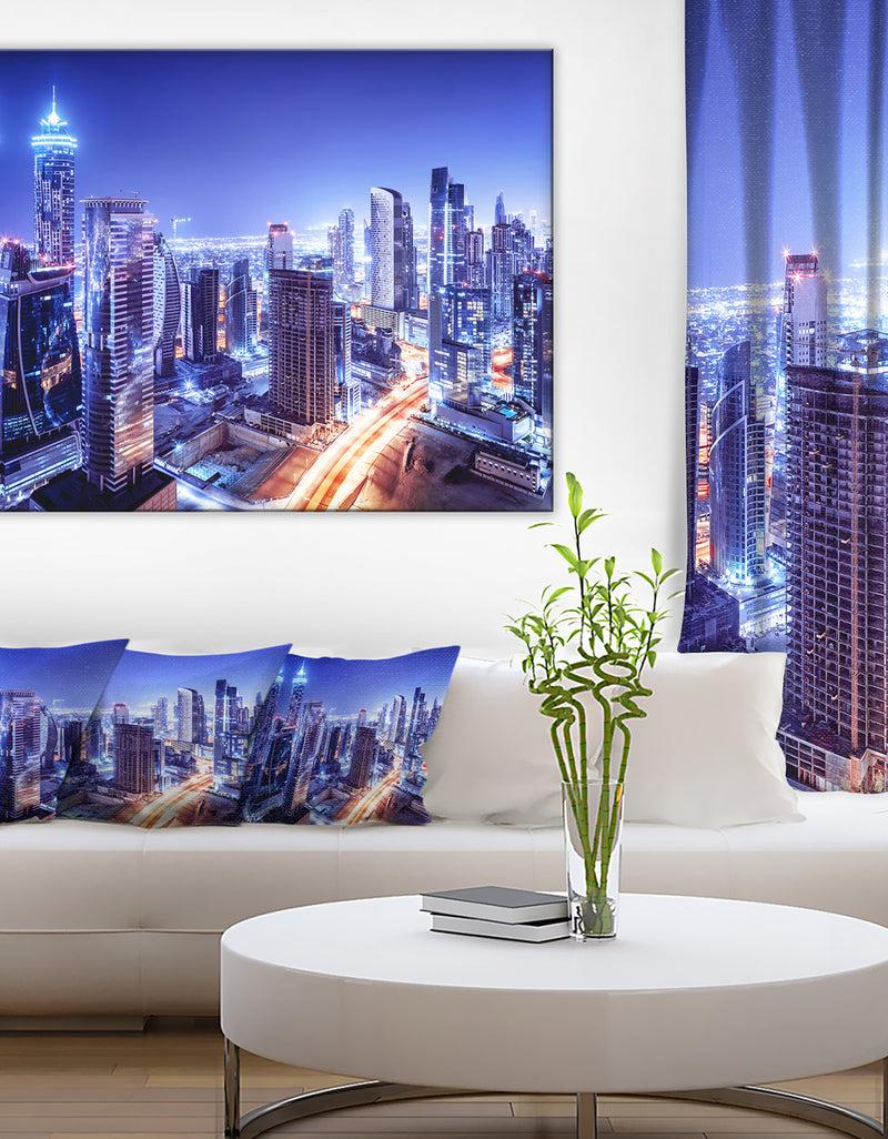 DesignQ Dubai Downtown Night Scene - Cityscape Photography Canvas Print