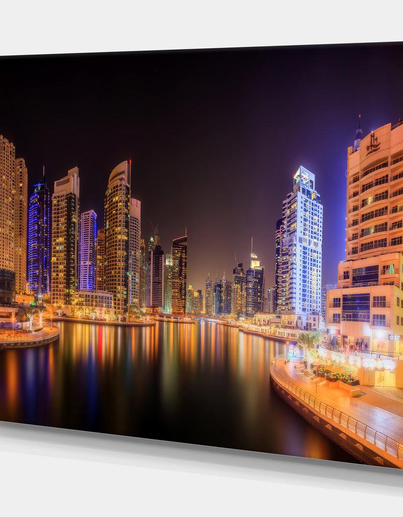 DesignQ Dubai Marina UAE. Bay Panoramic View - Cityscapes Photography On Wrapped Canvas