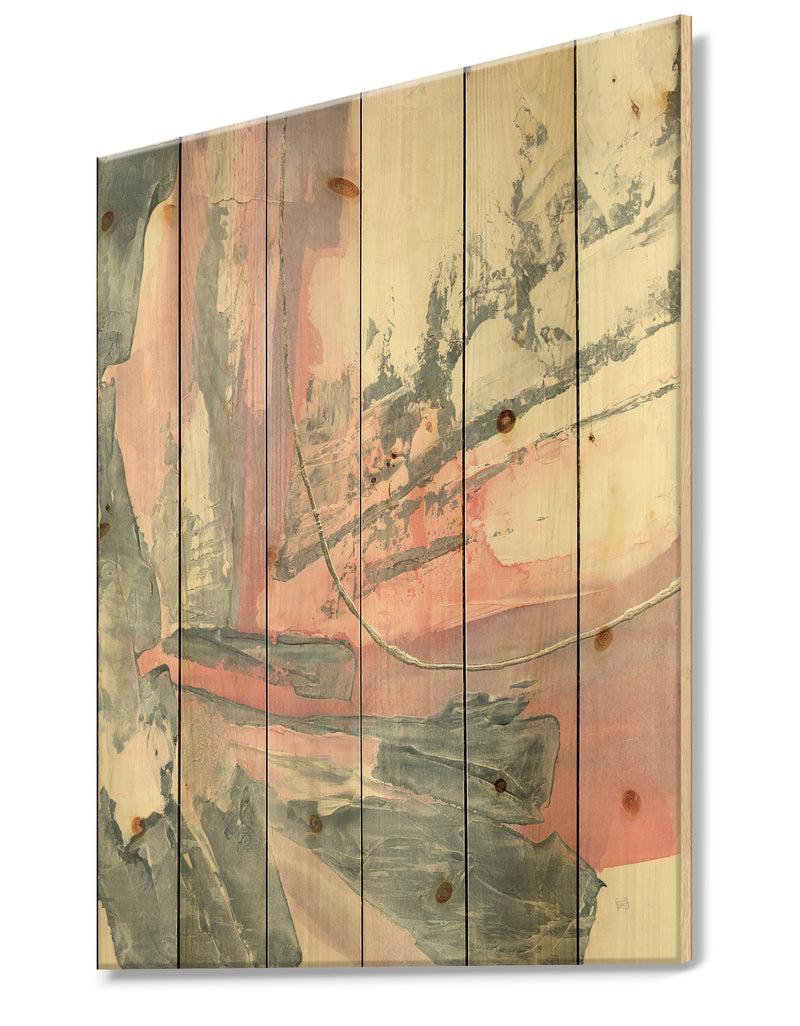 DesignQ Durty Shabby Pink Blush I - Shabby Chic Print On Natural Pine Wood