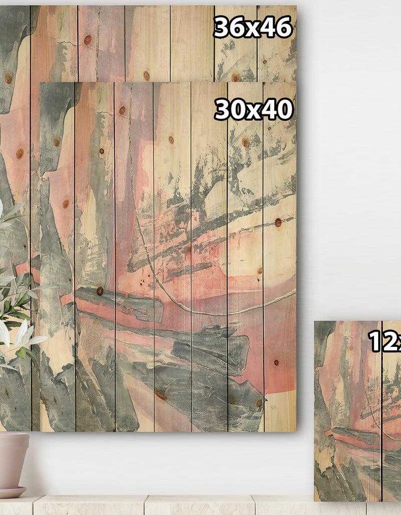 DesignQ Durty Shabby Pink Blush I - Shabby Chic Print On Natural Pine Wood