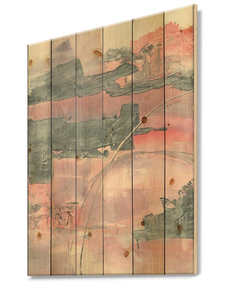 DesignQ Durty Shabby Pink Blush II - Shabby Chic Print On Natural Pine Wood