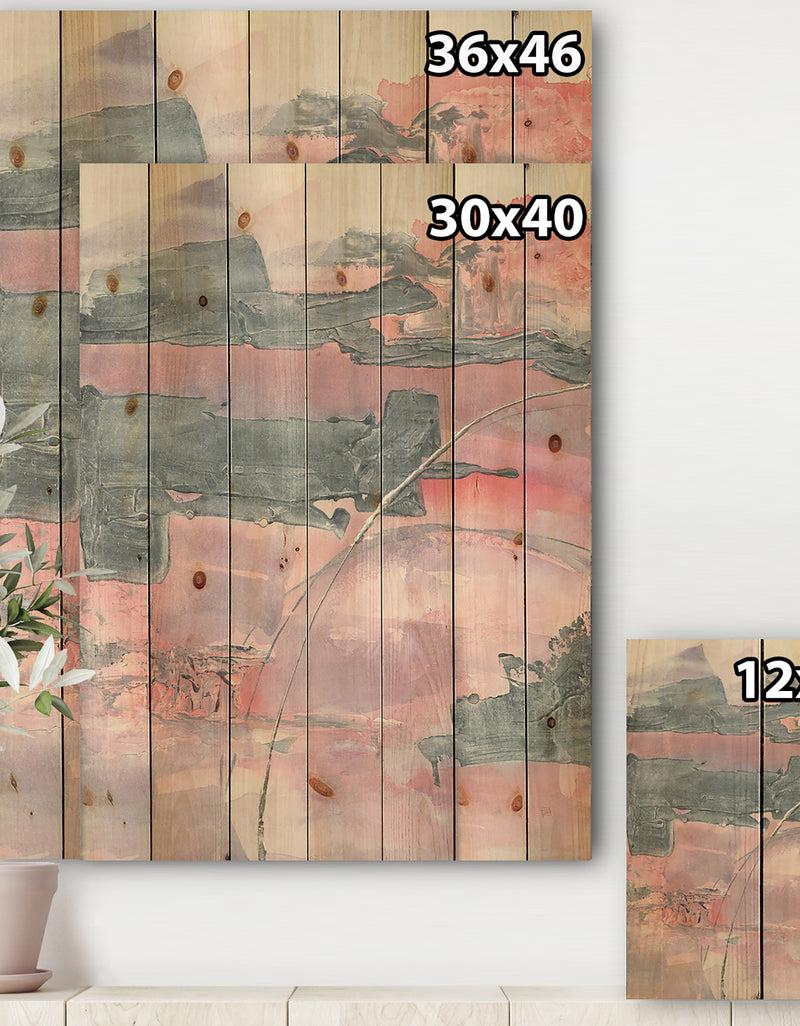 DesignQ Durty Shabby Pink Blush II - Shabby Chic Print On Natural Pine Wood