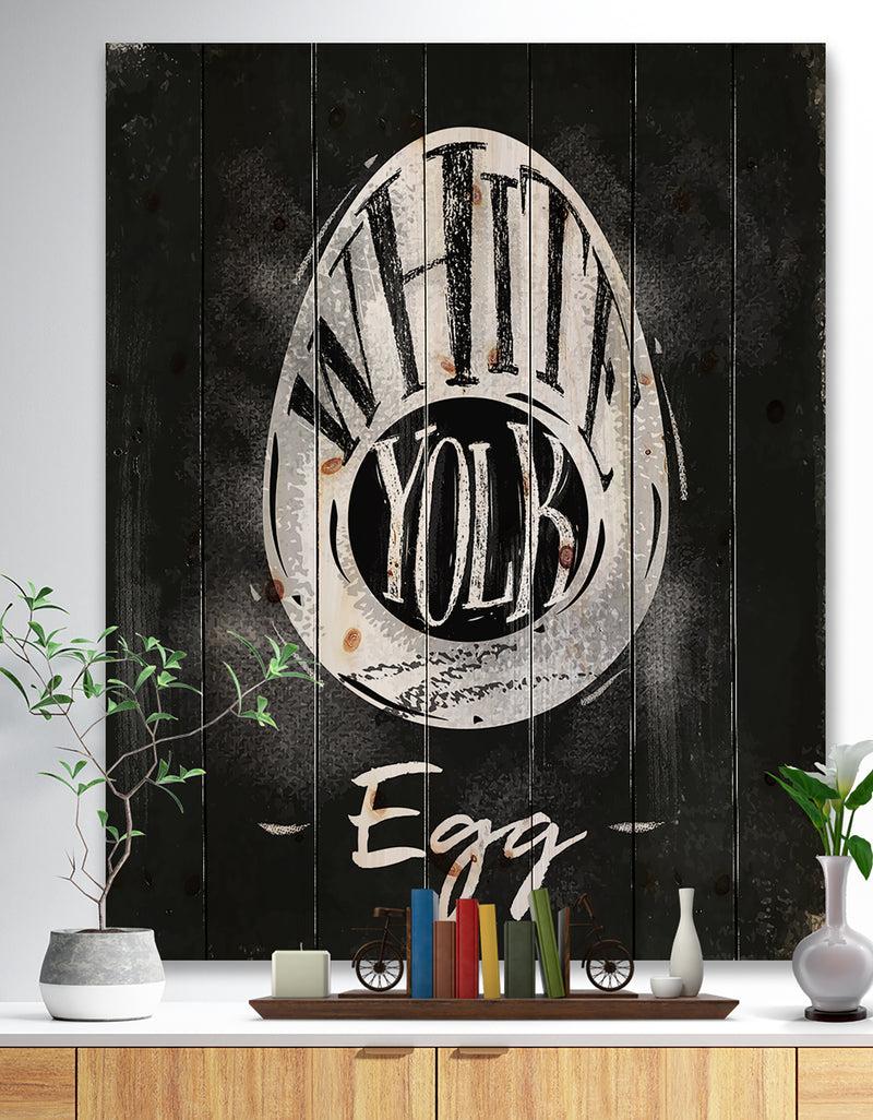 DesignQ Egg cutting scheme chalk - Farmhouse Food Painting Print on Natural Pine Wood