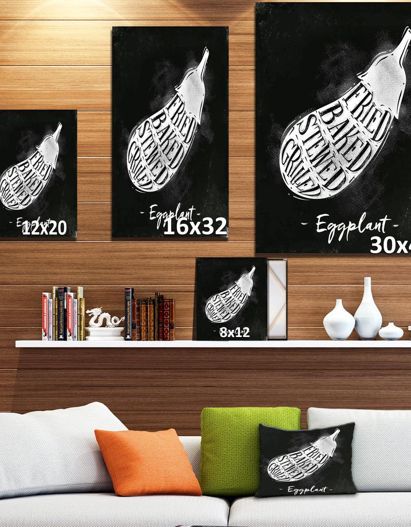 DesignQ Eggplant Cutting Scheme Chalk - Farmhouse Food Painting Print On Wrapped Canvas
